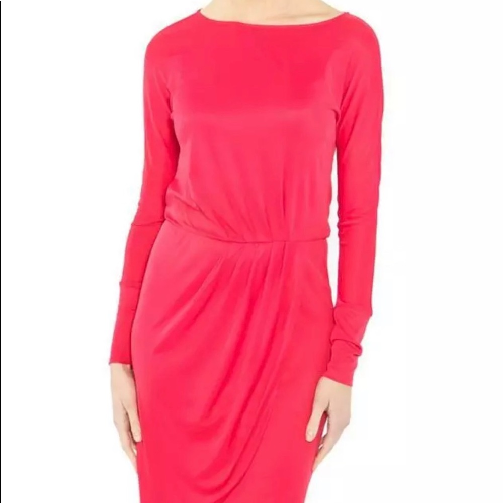Bcbg long sleeve Ruched Red Dress